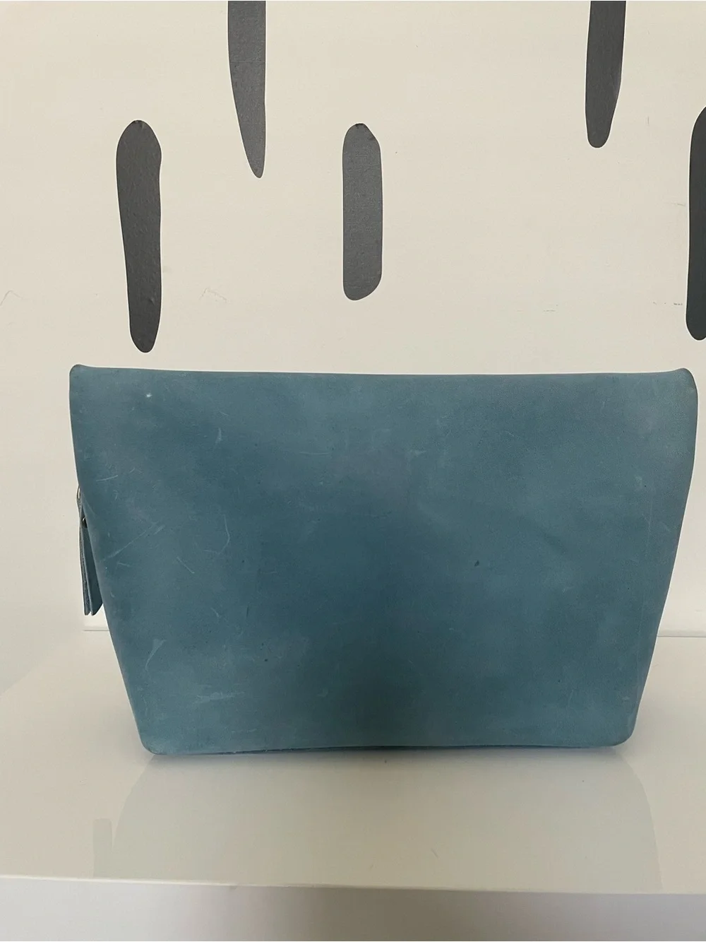 Portland Leather Teal Leather Makeup Bag Cosmetic Pouch